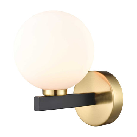 Lunar wall light in black and brass finish