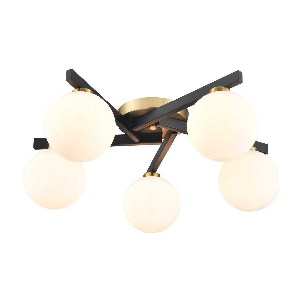 Lunar 5 light ceiling light in black and brass finish