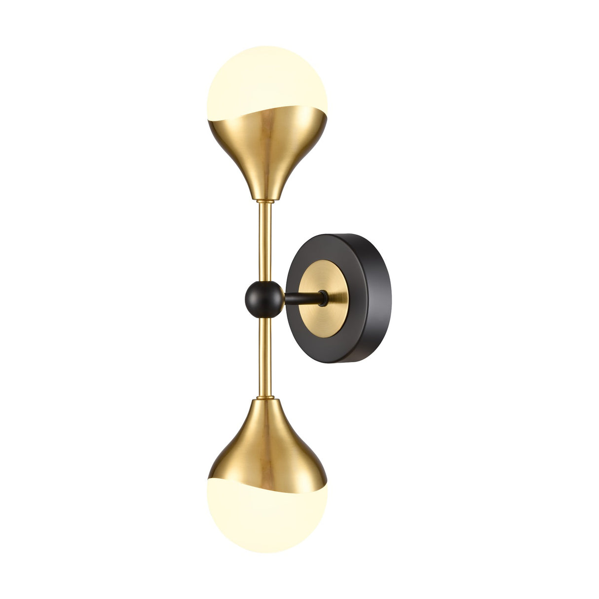 Nexus 2 light wall light in black and brass finish