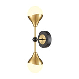 Nexus 2 light wall light in black and brass finish