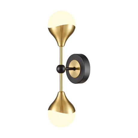 Nexus 2 light wall light in black and brass finish