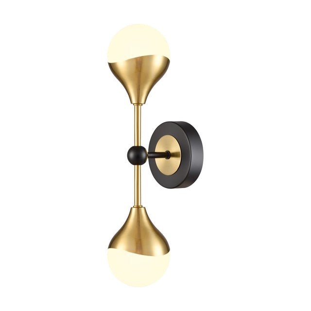 Nexus 2 light wall light in black and brass finish