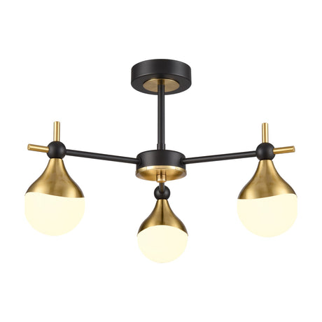 Nexus 3 light ceiling light in black and brass finish