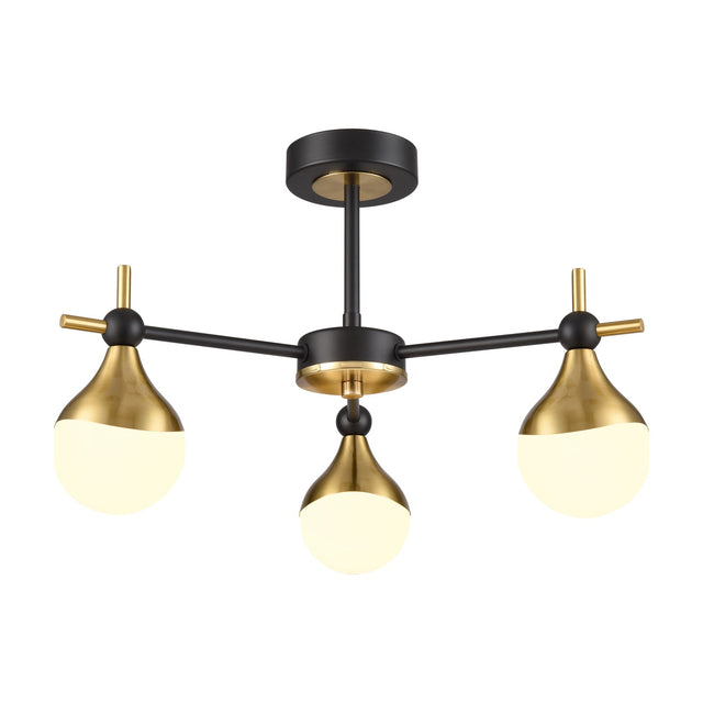Nexus 3 light ceiling light in black and brass finish