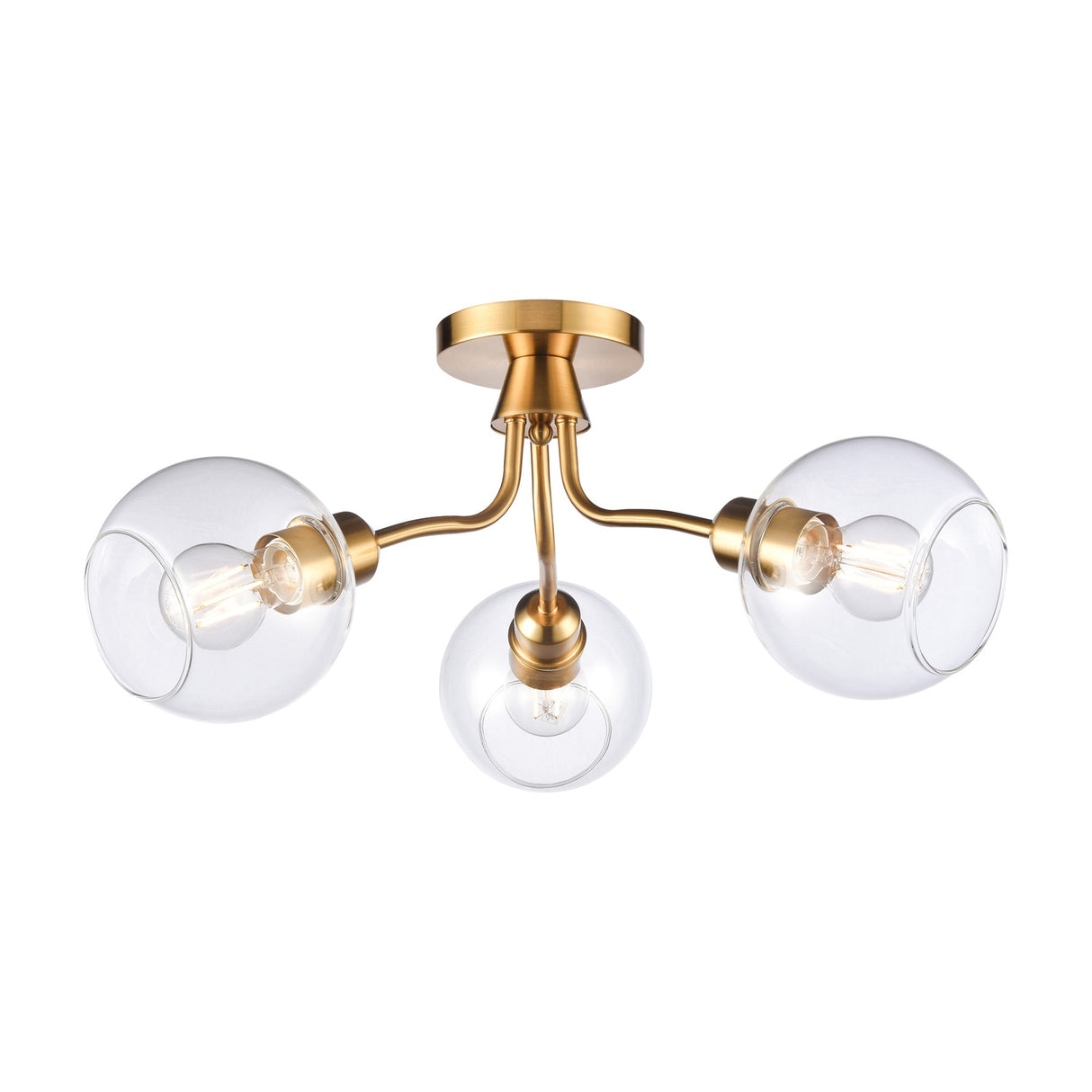Chalice 3 light ceiling light in brass finish