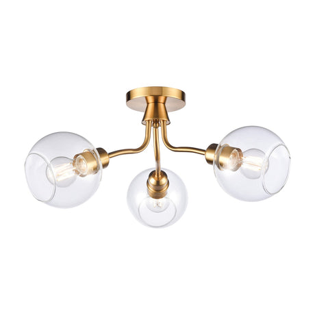 Chalice 3 light ceiling light in brass finish