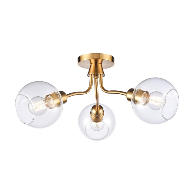 Chalice 3 light ceiling light in brass finish
