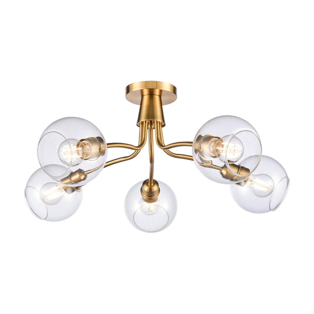 Chalice 5 light ceiling light in brass finish