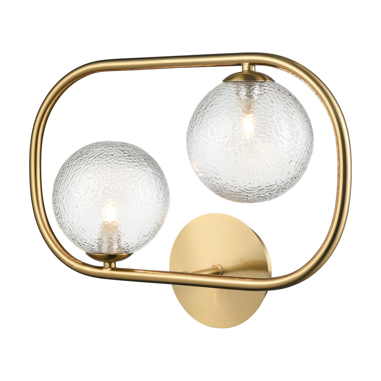 Trapeze 2 light wall light in brass finish