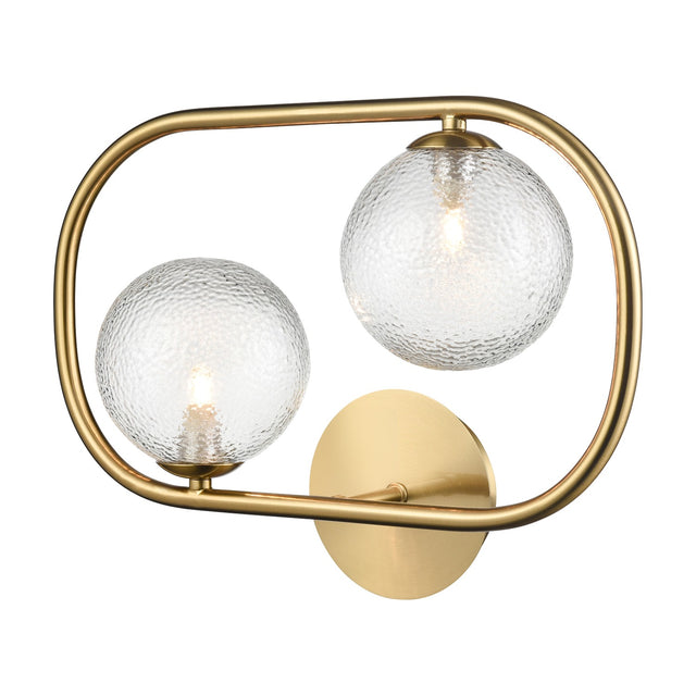 Trapeze 2 light wall light in brass finish