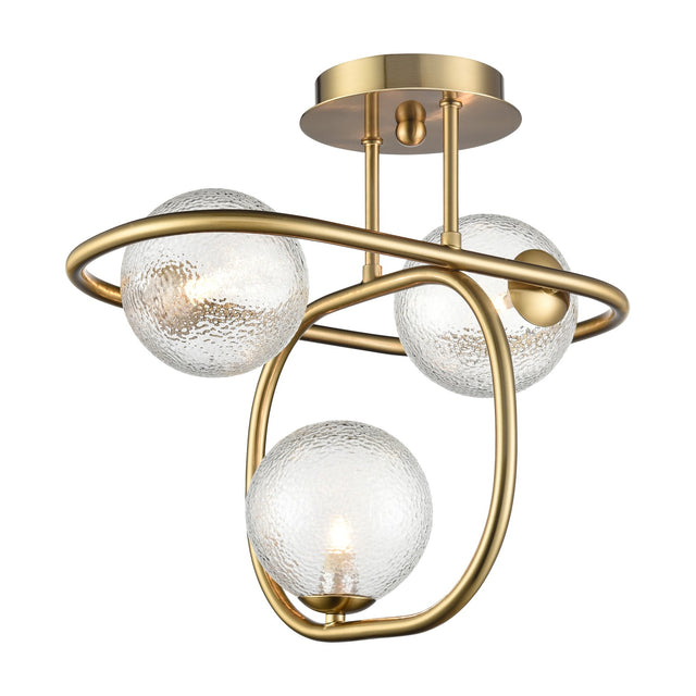 Trapeze 3 light ceiling light in brass finish