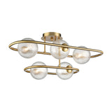 Trapeze 5 light ceiling light in brass finish