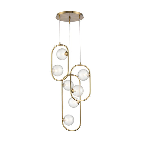 Trapeze 7 light pendant light in brass finish