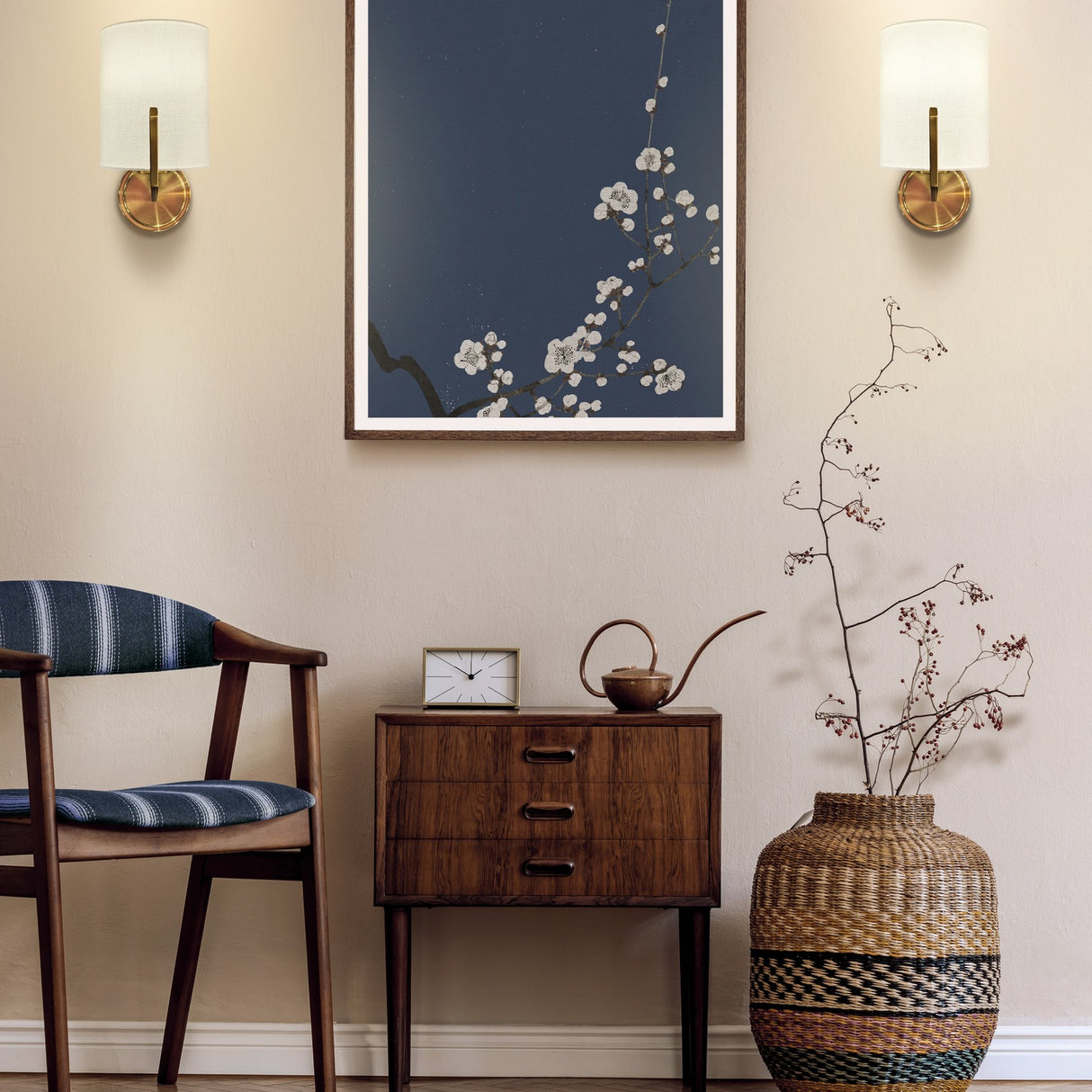 Clifton wall light in brass finish, shown in a room setting