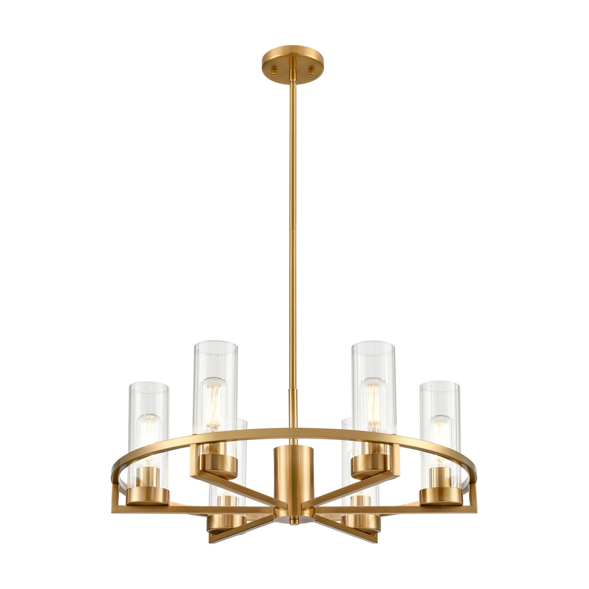 Camelot 6 light chandelier in brass finish, alternative view