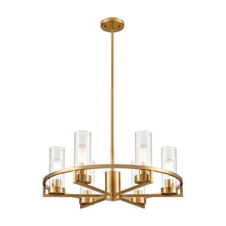 Camelot 6 light chandelier in brass finish, alternative view