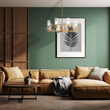 Camelot 8 light chandelier in brass finish, shown in a room setting