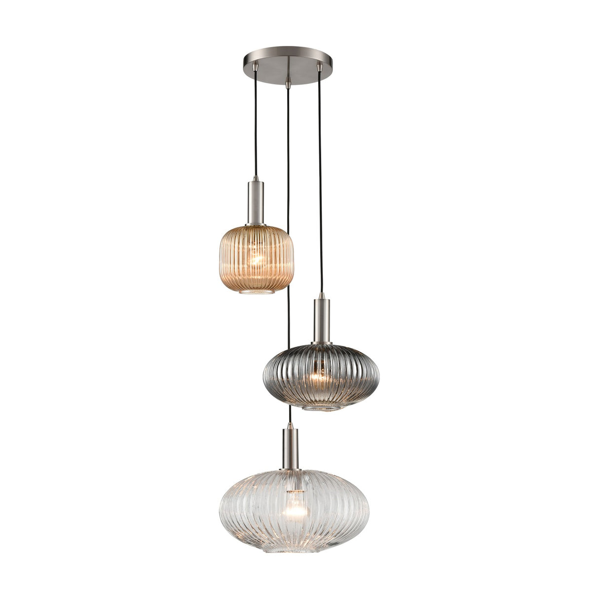 Mezcla 3 light pendant light in satin nickel finish