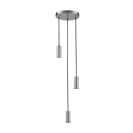 Mezcla 3 light pendant light in satin nickel finish, alternative view
