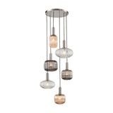 Mezcla 6 light pendant light in satin nickel finish