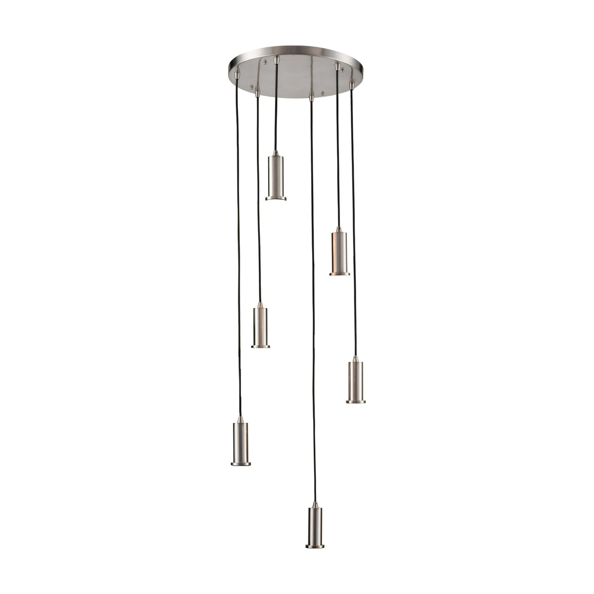 Mezcla 6 light pendant light in satin nickel finish, alternative view