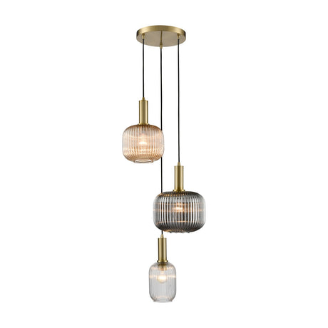 Mezcla 3 light pendant light in brass finish
