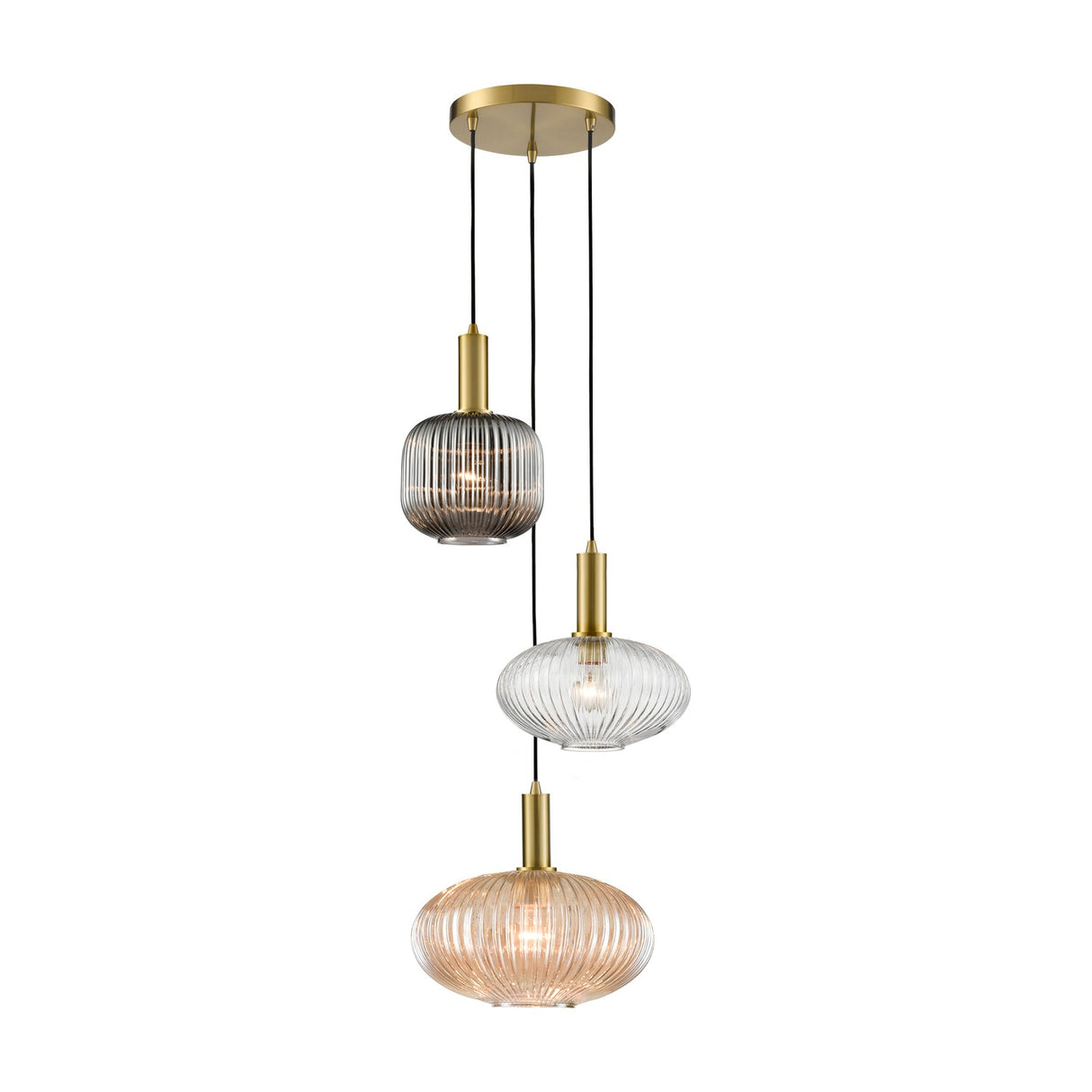 Mezcla 3 light pendant light in brass finish, alternative view