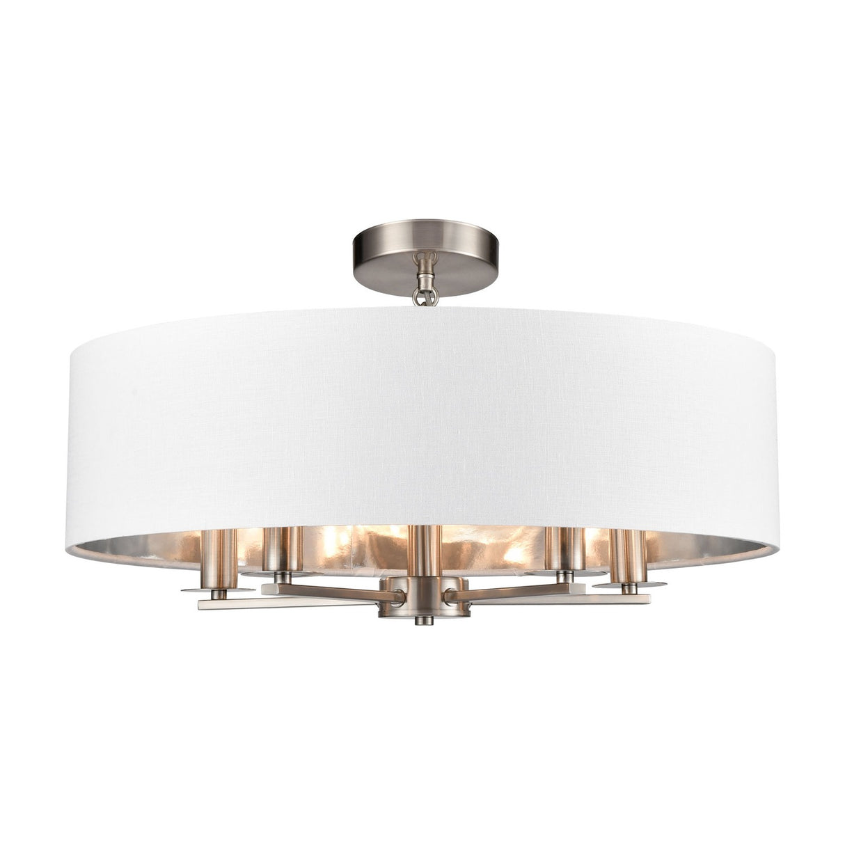 Windsor 5 light ceiling light in satin nickel finish, alternative view