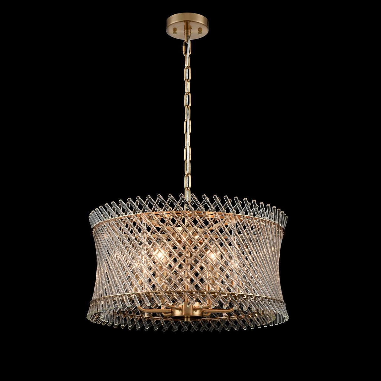 Ethereal 6 light chandelier, shown on a dark background