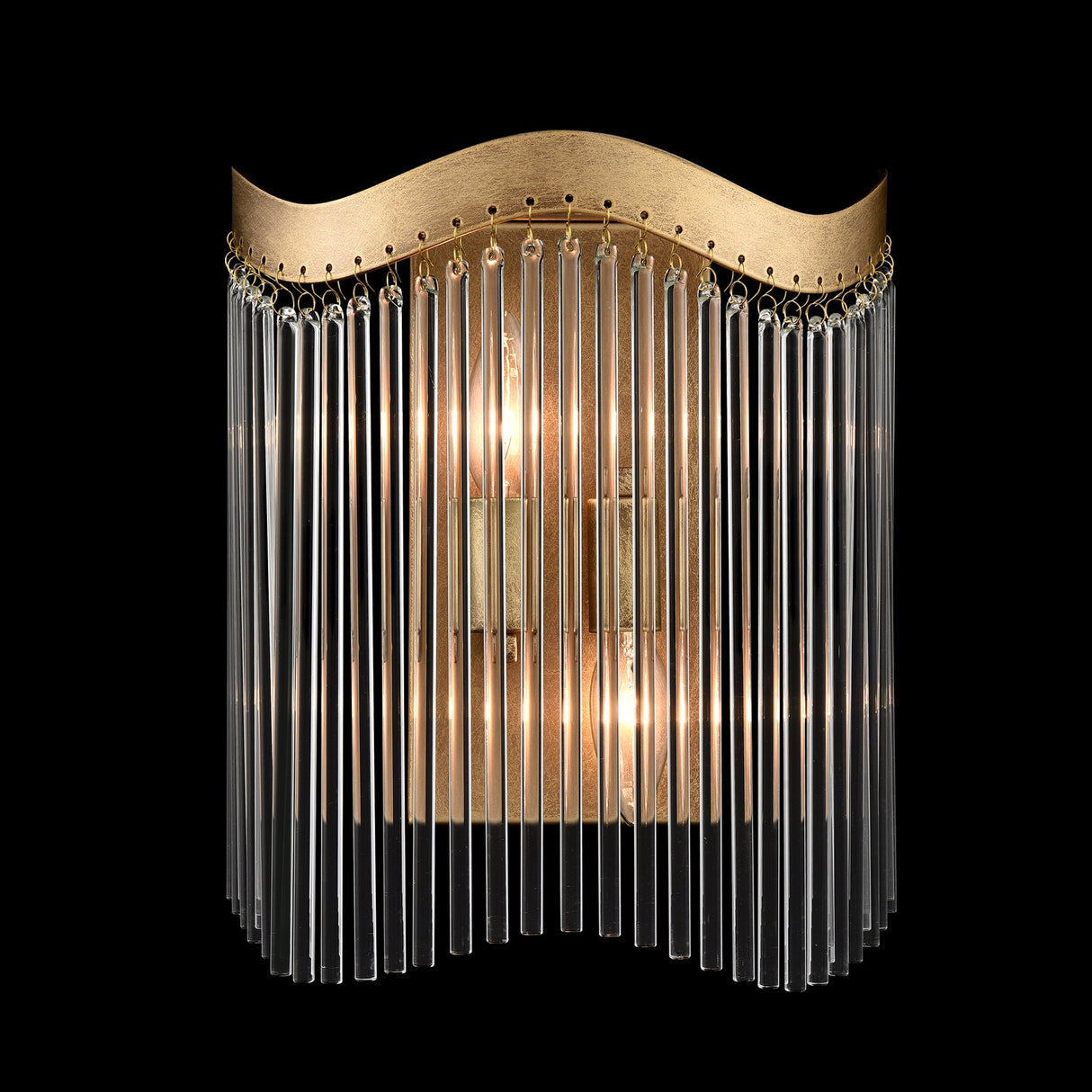 Harp 2 light wall light, shown on a dark background