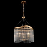 Harp 3 light chandelier, shown on a dark background