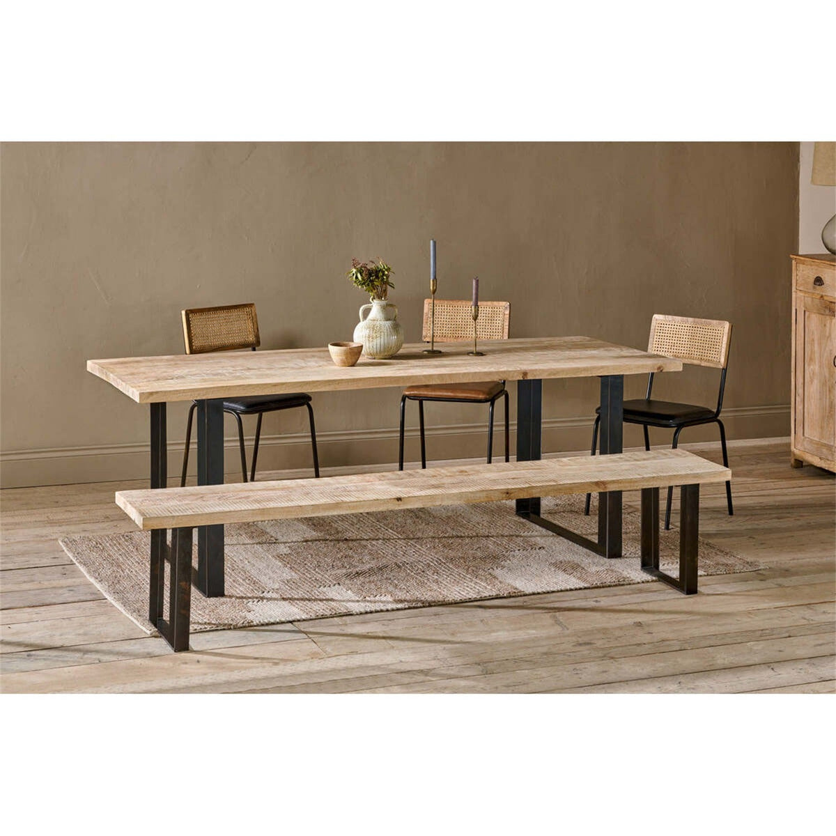 Fia Large Mango Wood Dining Table - Natural