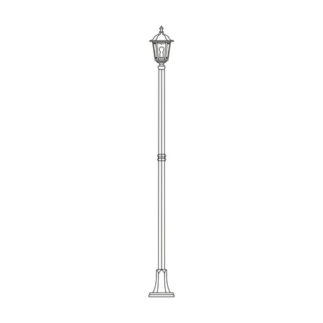 Gable Copper Top Outdoor Lamp Post, 249cm cast column with six-panel pagoda-roof lantern and flange plate base, traditional style on a plain white background.