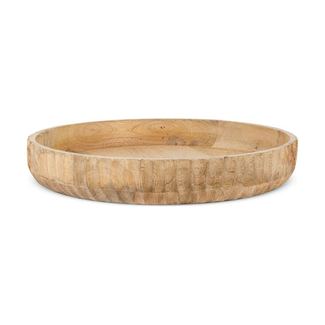 Gavivi Mango Wood Shallow Serving Bowl - Natural