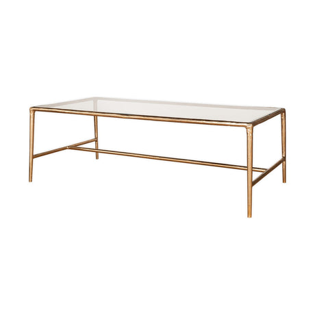 Gilasi Cast Metal & Glass Coffee Table - Antique Brass