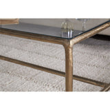 Gilasi Cast Metal & Glass Coffee Table - Antique Brass