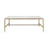 Gilasi Cast Metal & Glass Coffee Table - Antique Brass