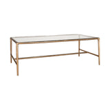 Gilasi Cast Metal & Glass Coffee Table - Antique Brass