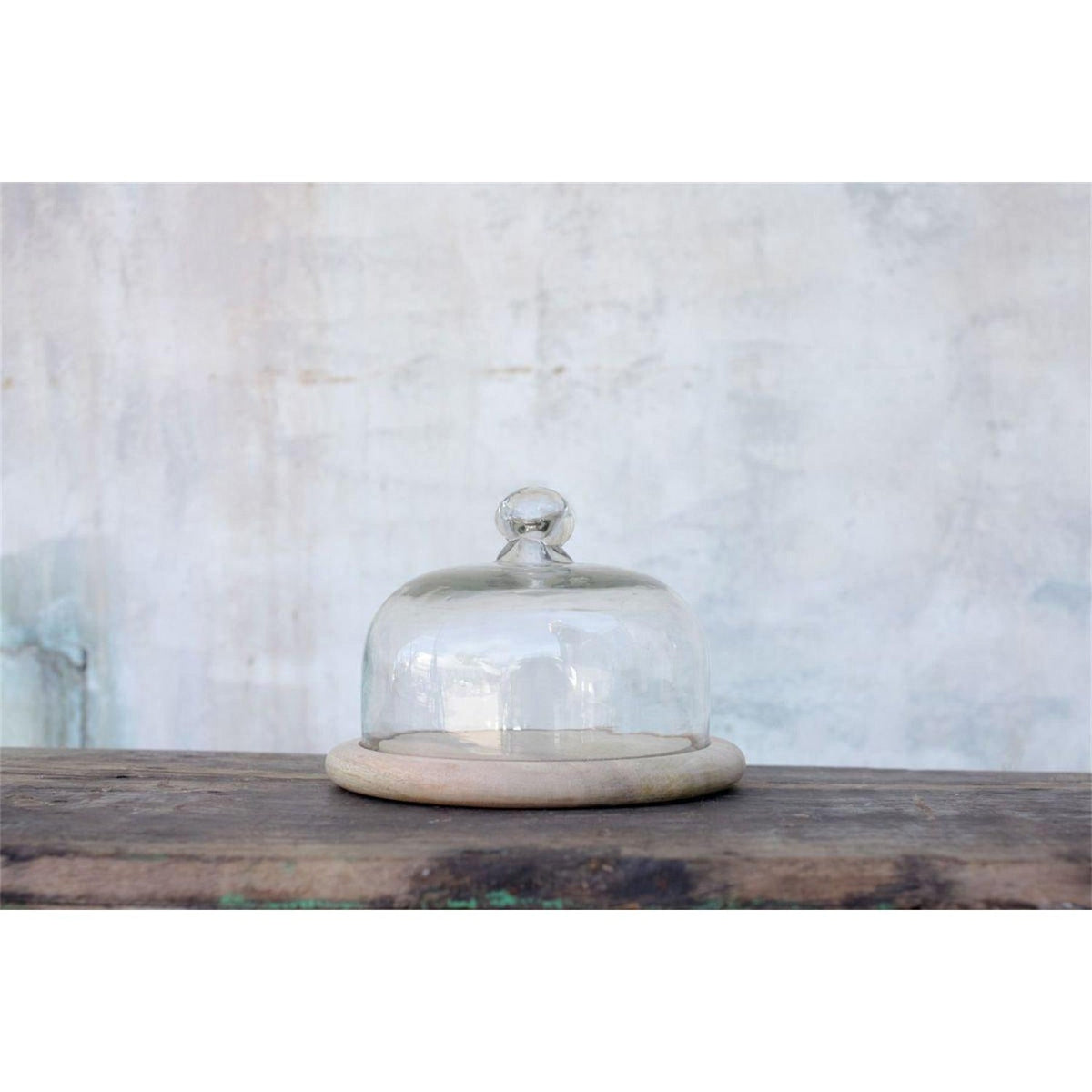 Mango Wood & Recycled Glass Dome - Clear