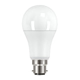 The Eveready 13.8W Non-Dimmable LED GLS Bulb, featuring a metal base and classic bulb design, emits a warm white light at 3000K. This energy-efficient bulb with a B22 fitting is positioned upright and centered against a plain white background.
