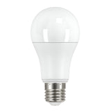 Image of an Energizer 9.7W Non-Dimmable LED GLS Bulb with an E27 silver screw base and white frosted finish, featuring RGB+W technology and accompanied by a remote control. The bulb stands vertically against a plain white background, highlighting its modern innovation while maintaining its classic design.