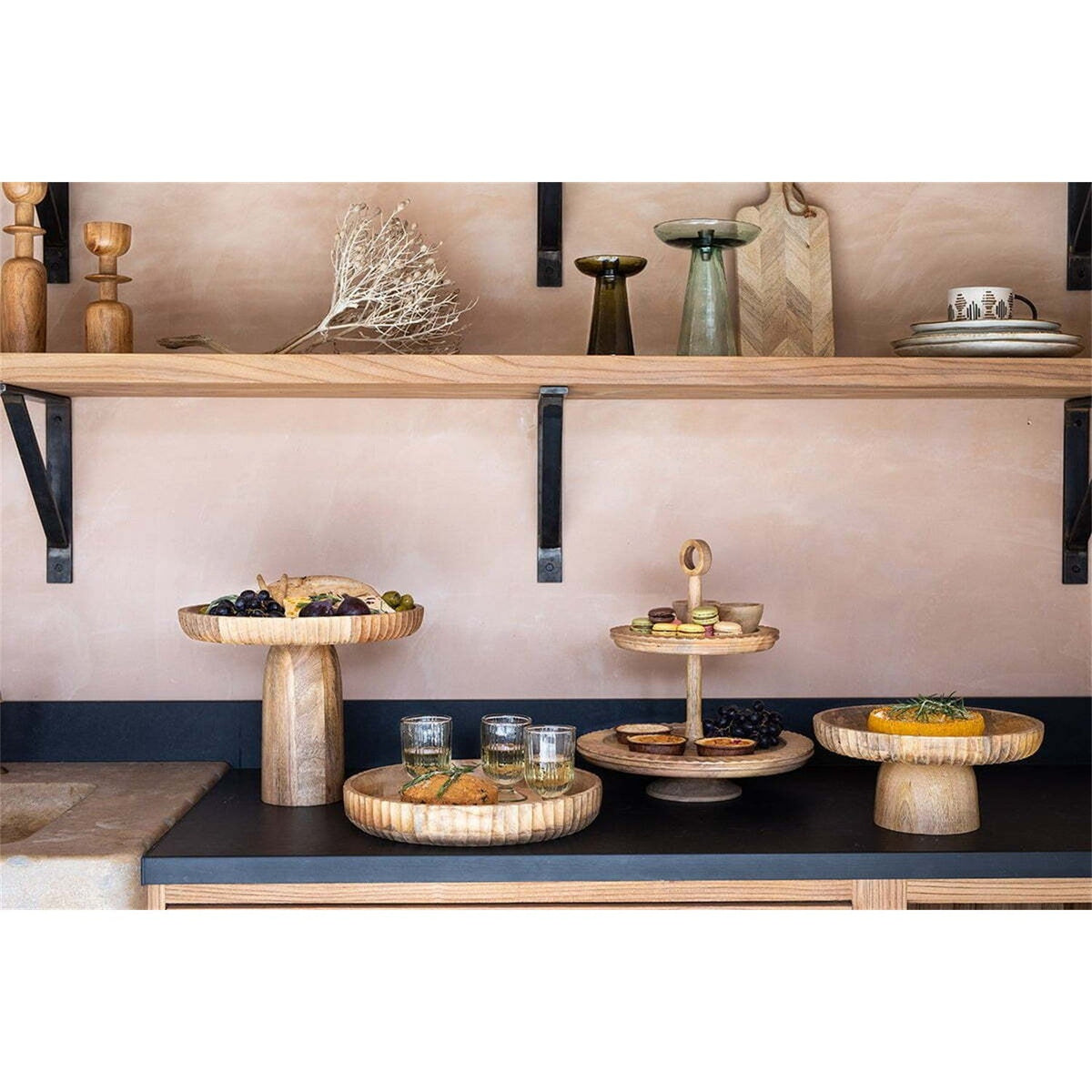 Gavivi Small Mango Wood Cake Stand - Natural