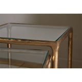 Gilasi Glass Top Nest of 2 Side Tables - Antique Brass