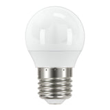 The LumiLife 4.2W Dimmable LED Golf Ball Bulb, featuring a frosted glass top and metallic E27 screw base, provides energy-efficient daylight illumination at 6500K, isolated on a white background.