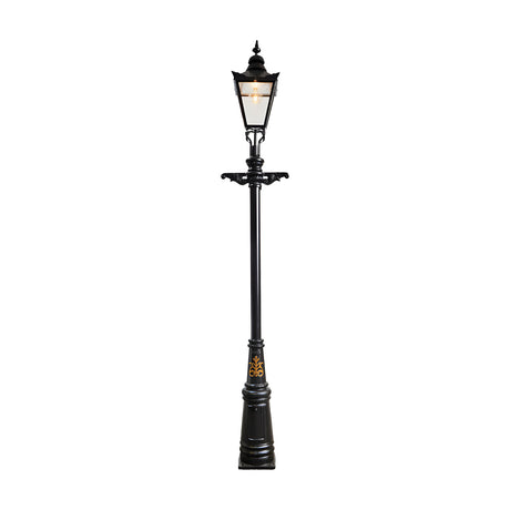 Victorian Cast Iron Lamp Post 3.5m in black, featuring a stepped base, tall shaft, and tapered four-sided lantern with finial, shown against a plain white background.