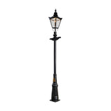 Victorian Cast Iron Lamp Post 3.5m in black, featuring a tapered four-sided lantern with finial atop a fluted column on a stepped base, shown on a plain white background.