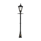 Victorian Cast Iron Lamp Post 2.3m in black, tapered four-sided lantern head with cast finial and glass panels on a tall decorative iron post, shown against a plain white background.