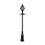 Victorian Manor Cast Iron Globe Lamp Post in black, a 3m traditional column with a banded glass globe and ornate base, shown against a plain white background.