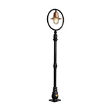 Railway Style cast iron lamp post, 1.49m, with a copper spun shade and clear glass dome inside a black hooped arm on a slender fluted pole, set on a square base, plain white background.