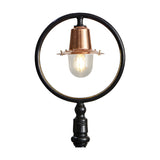Railway Style Cast Iron Lamp Post, 1.49m, with black iron ring frame, copper spun shade over a glass dome light, on a plain white background.